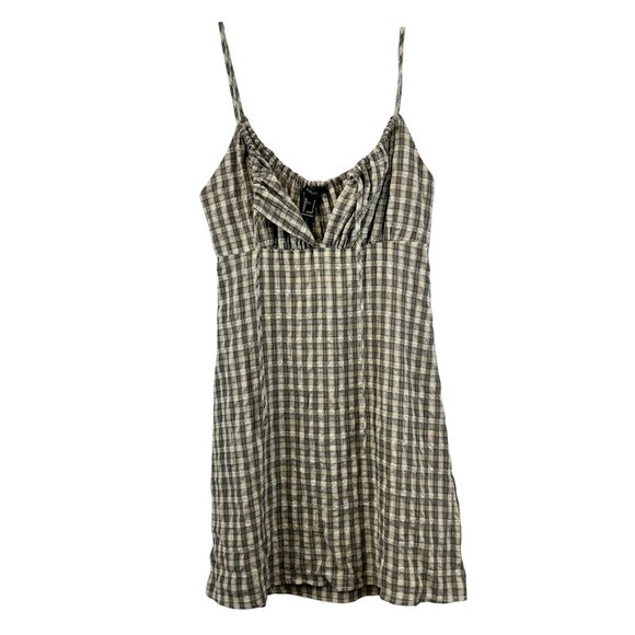 Forever 21 Plaid Mini Sundress Sleeveless Black/Beige Size Small New Zip - Picture 1 of 8
